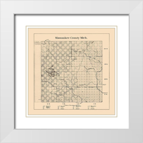 Missaukee County Michigan - Frost 1898 White Modern Wood Framed Art Print with Double Matting by Frost