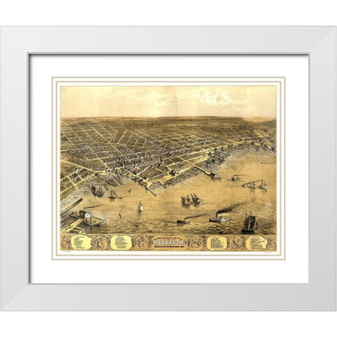 Muskegon Michigan - Ruger 1868 White Modern Wood Framed Art Print with Double Matting by Ruger