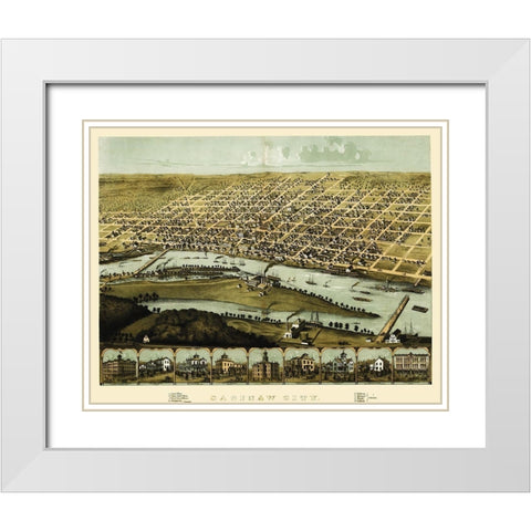 Saginaw Michigan - Ruger 1867 White Modern Wood Framed Art Print with Double Matting by Ruger