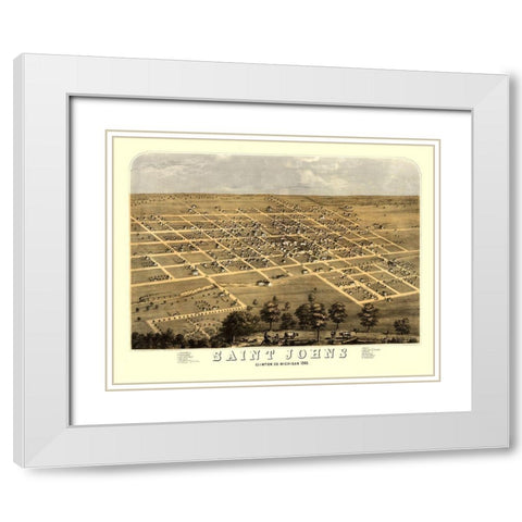 Saint Johns Michigan - Ruger 1868 White Modern Wood Framed Art Print with Double Matting by Ruger