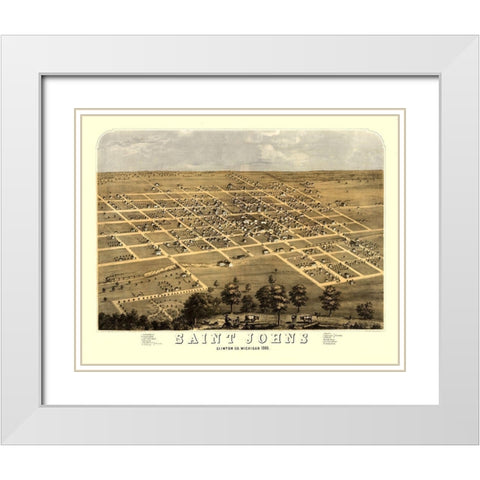Saint Johns Michigan - Ruger 1868 White Modern Wood Framed Art Print with Double Matting by Ruger