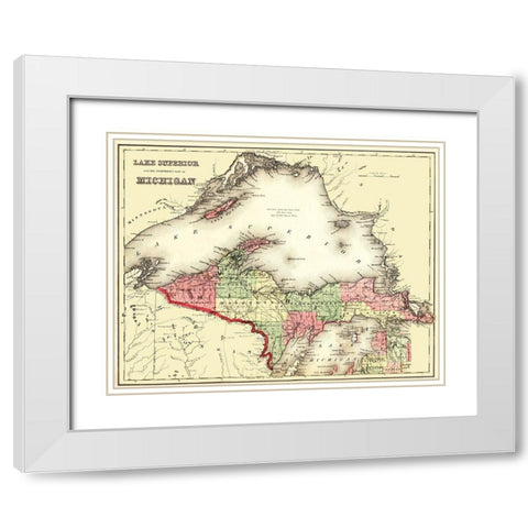 Lake Superior, North Michigan - Gray 1873 White Modern Wood Framed Art Print with Double Matting by Gray