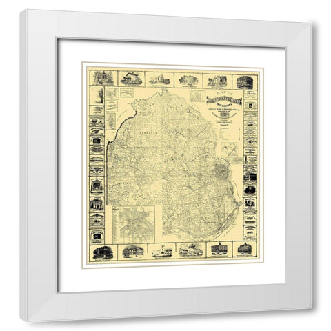 Hennepin Minnesota Landowner - Wright 1874 White Modern Wood Framed Art Print with Double Matting by Wright