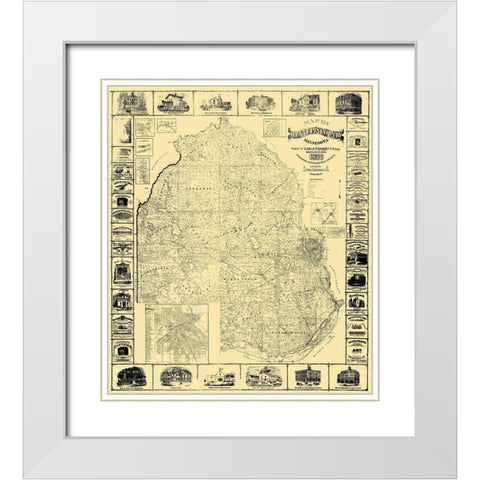 Hennepin Minnesota Landowner - Wright 1874 White Modern Wood Framed Art Print with Double Matting by Wright