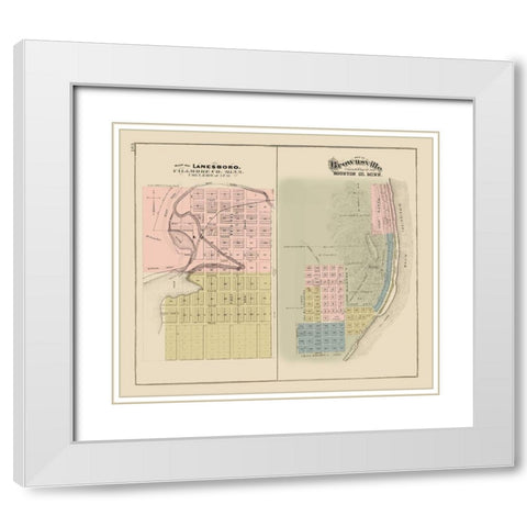 Lanesboro, Brownsville Minnesota - Andreas 1874 White Modern Wood Framed Art Print with Double Matting by Andreas