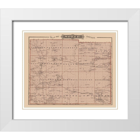 Mower Minnesota Landowner - Andreas 1874 White Modern Wood Framed Art Print with Double Matting by Andreas