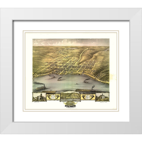 Stillwater Minnesota - Ruger 1870 White Modern Wood Framed Art Print with Double Matting by Ruger