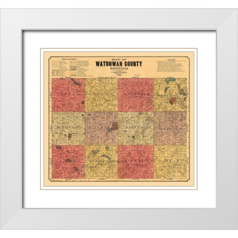 Watonwan County Minnesota - Peterson 1898 White Modern Wood Framed Art Print with Double Matting by Peterson