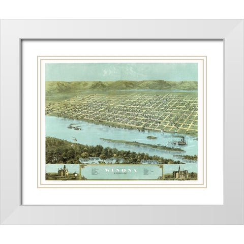 Winona Minnesota - Ruger 1867 White Modern Wood Framed Art Print with Double Matting by Ruger