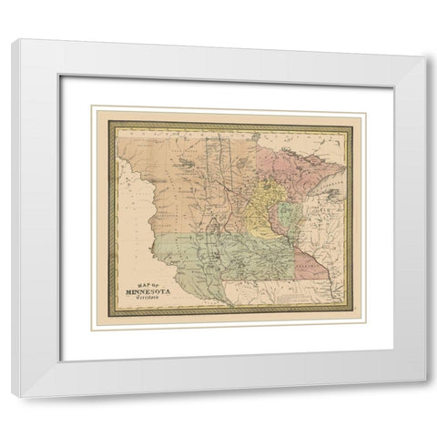 Minnesota - Coperthwait 1852 White Modern Wood Framed Art Print with Double Matting by Cowperthwait