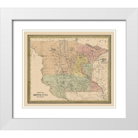 Minnesota - Coperthwait 1852 White Modern Wood Framed Art Print with Double Matting by Cowperthwait