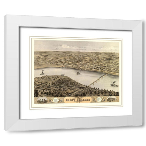 Saint Charles Missouri - Ruger 1869 White Modern Wood Framed Art Print with Double Matting by Ruger