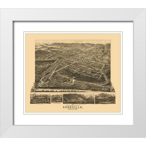 Asheville North Carolina - Ruger 1891 White Modern Wood Framed Art Print with Double Matting by Ruger