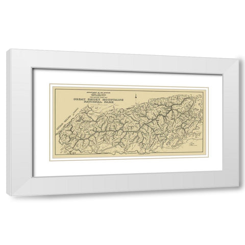 Great Smoky Mts Natl Park, Preliminary 1934 White Modern Wood Framed Art Print with Double Matting by USPS