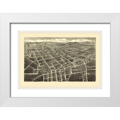 Statesville North Carolina - Downs 1907 White Modern Wood Framed Art Print with Double Matting by Downs