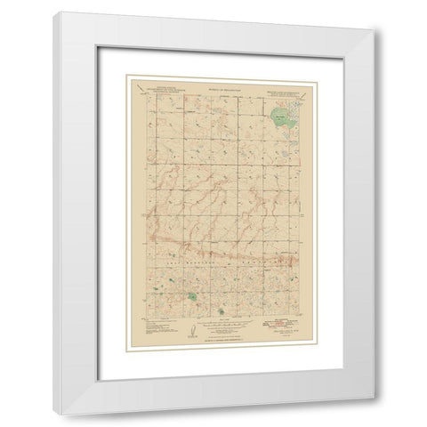 Beaver Lake North Dakota Quad - USGS 1948 White Modern Wood Framed Art Print with Double Matting by USGS
