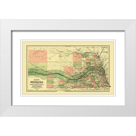 Union Pacific Railroad Land Grant - Page 1880 White Modern Wood Framed Art Print with Double Matting by Page