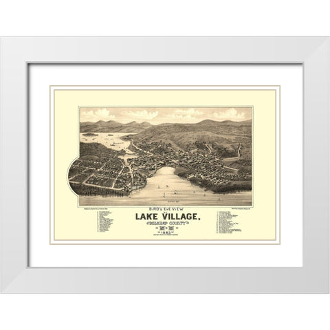 Lake Village New Hampshire - Poole 1883 White Modern Wood Framed Art Print with Double Matting by Poole