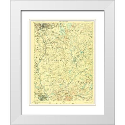 Manchester New Hampshire Quad - USGS 1905 White Modern Wood Framed Art Print with Double Matting by USGS