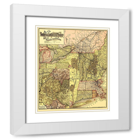 Boston and Lowell Railroad System - Avery 1886 White Modern Wood Framed Art Print with Double Matting by Avery