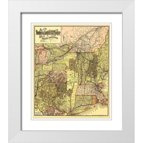 Boston and Lowell Railroad System - Avery 1886 White Modern Wood Framed Art Print with Double Matting by Avery