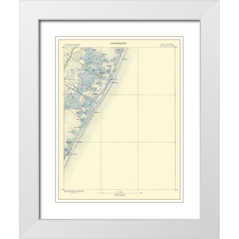 Long Beach New Jersey Sheet - USGS 1883 White Modern Wood Framed Art Print with Double Matting by USGS