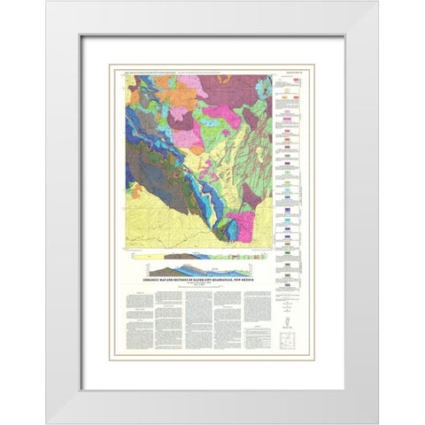 Silver City Quad New Mexico Mines - Cunningham White Modern Wood Framed Art Print with Double Matting by Cunningham