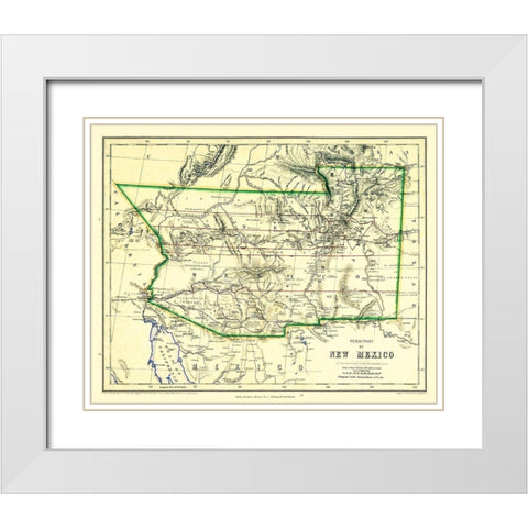 New Mexico Territory - Johnston 1857 White Modern Wood Framed Art Print with Double Matting by Johnston