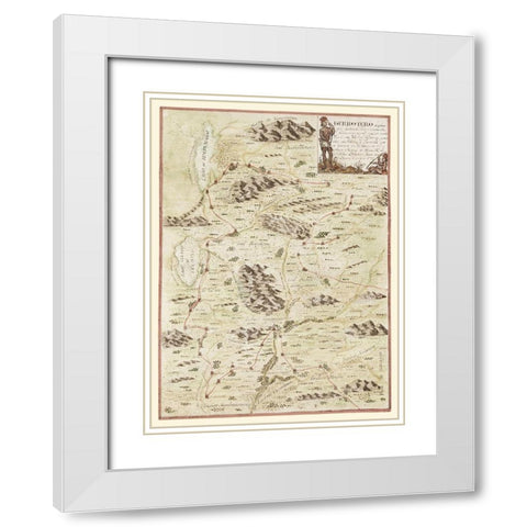 New Mexico Route with Indian Villages, Missions White Modern Wood Framed Art Print with Double Matting by Escalante
