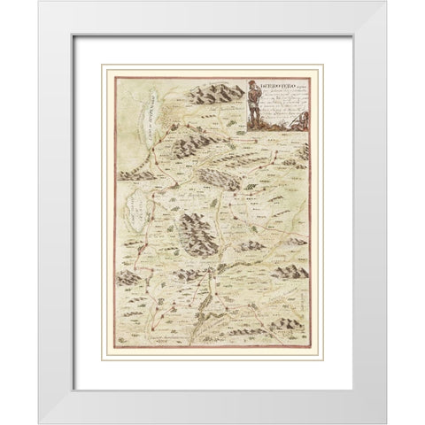 New Mexico Route with Indian Villages, Missions White Modern Wood Framed Art Print with Double Matting by Escalante