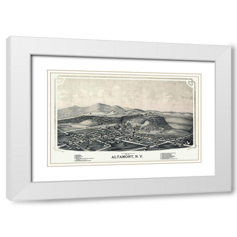 Altamont New York - Burleigh 1889 White Modern Wood Framed Art Print with Double Matting by Burleigh