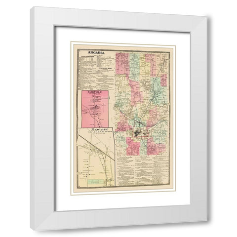 Arcadia New York Landowner - Beers 1874 White Modern Wood Framed Art Print with Double Matting by Beers
