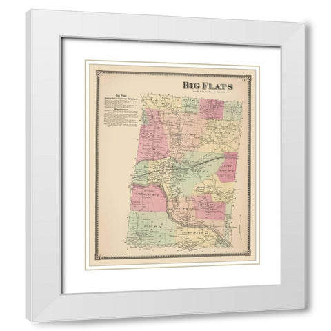Big Flats New York Landowner - Beers 1869 White Modern Wood Framed Art Print with Double Matting by Beers