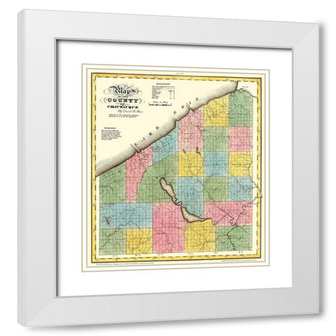 Chautauque New York - Burr 1829 White Modern Wood Framed Art Print with Double Matting by Burr