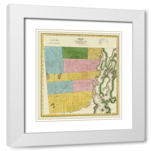 Clinton New York Landowner - Burr 1829 White Modern Wood Framed Art Print with Double Matting by Burr
