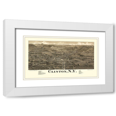 Clinton New York - Burleigh 1885 White Modern Wood Framed Art Print with Double Matting by Burleigh