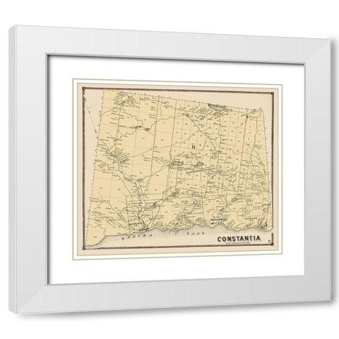 Constantia New York Landowner - Stone 1867 White Modern Wood Framed Art Print with Double Matting by Stone