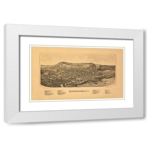 Cooperstown New York - Burleigh 1890 White Modern Wood Framed Art Print with Double Matting by Burleigh