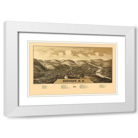 Deposit New York - Burleigh 1887 White Modern Wood Framed Art Print with Double Matting by Burleigh