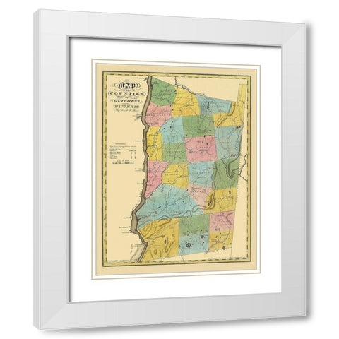 Dutchess Putnam New York - Burr 1829 White Modern Wood Framed Art Print with Double Matting by Burr