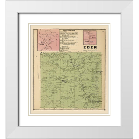 Eden New York Landowner - Stone 1866 White Modern Wood Framed Art Print with Double Matting by Stone
