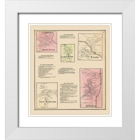 Clarksburgh, Evans, Angola, East Hamburgh New York White Modern Wood Framed Art Print with Double Matting by Stone