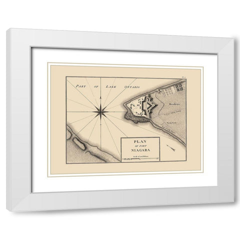 Fort Niagara New York Plan - Collot 1796 White Modern Wood Framed Art Print with Double Matting by Collot