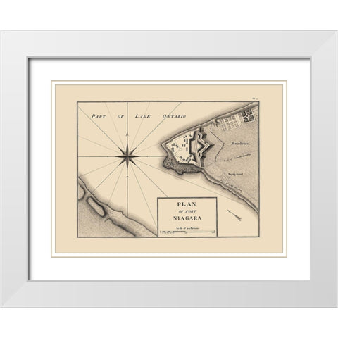 Fort Niagara New York Plan - Collot 1796 White Modern Wood Framed Art Print with Double Matting by Collot