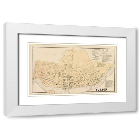 Fulton New York Landowner - Stone 1866 White Modern Wood Framed Art Print with Double Matting by Stone