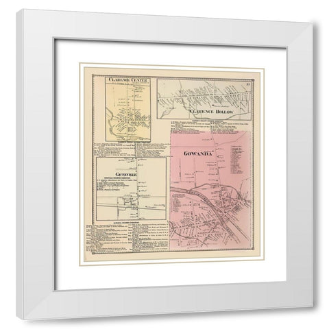 Gowanda New York Landowner - Stone 1866 White Modern Wood Framed Art Print with Double Matting by Stone