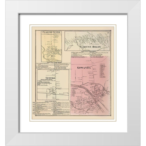 Gowanda New York Landowner - Stone 1866 White Modern Wood Framed Art Print with Double Matting by Stone