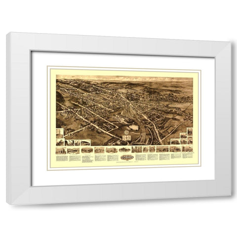 Goshen New York - Fowler 1922 White Modern Wood Framed Art Print with Double Matting by Fowler