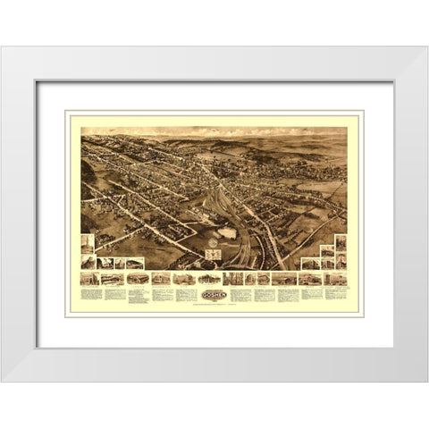 Goshen New York - Fowler 1922 White Modern Wood Framed Art Print with Double Matting by Fowler