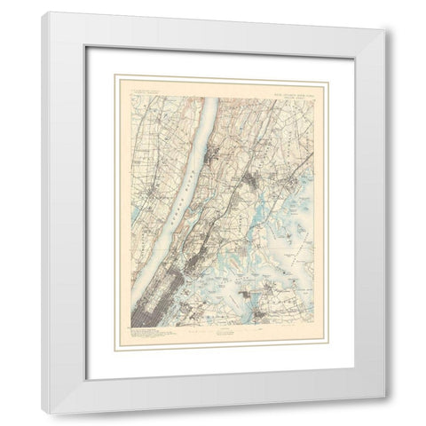 Harlem New York New Jersey Sheet - USGS 1891 White Modern Wood Framed Art Print with Double Matting by USGS